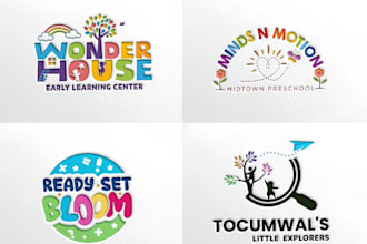 do unique modern childcare, daycare, baby shop or kids logo