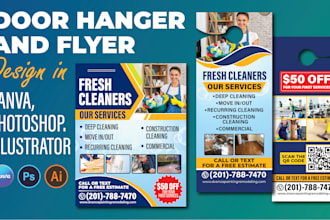 do door hanger design in canva, illustrator
