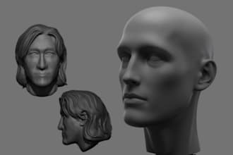 sculpt 3d head, zbrush, 3d sculpture, bust model, zbrush sculpting stl print