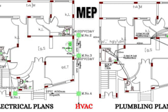 create mep, hvac, plumbing, electrical, construction permit drawing