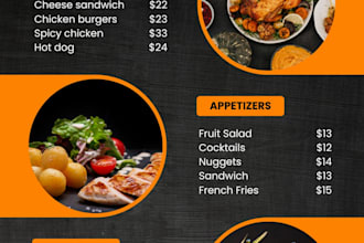 design digital menu list or price list for any buisness