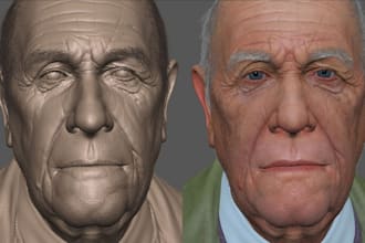 sculpt realistic 3d head bust face likeness convert 2d to 3d stl