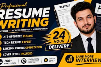 deliver 24 hours professional resume maker and tech CV writing