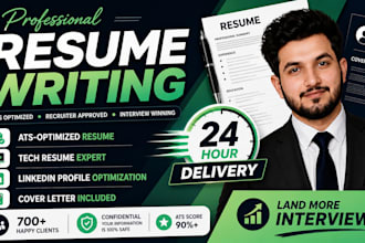 deliver 24 hours professional resume maker and tech CV writing