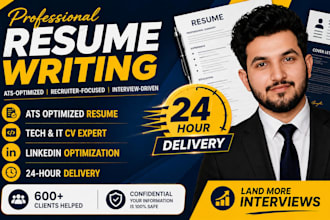 deliver 24 hours professional resume maker and tech CV writing