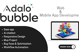 build no code bubble website, appsheet mobile app, glide app, web app, saas mvp