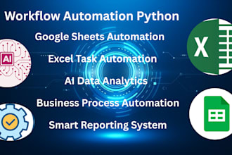 build python automation workflow, data processing, google sheet, excel
