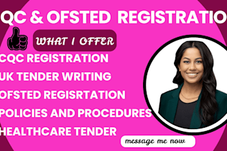 do cqc, ofsted registration UK tender, healthcare tender, policies and procedure