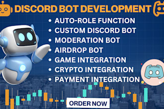 build custom discord bot autorole moderation bot game crypto airdrop chatbot