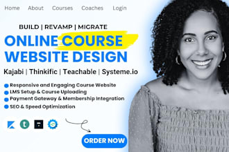 build systeme io thinkific teachable kajabi podia online course website design