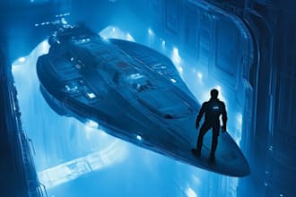 make a spaceship sci fi illustration