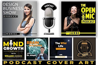 creative unique podcast cover art, podcast logo and any graphics design