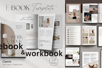 design canva ebook, health fitness ebook, pdf lead magnet and workout planbook