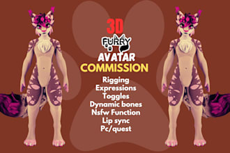 create furry vrchat avatar, nsfw sfw anime vrc character for your vrchat game