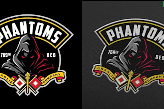 create skull, tactical military, army, badge logo for you