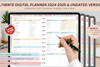 design hyperlinked digital planners, journals and etsy digital products