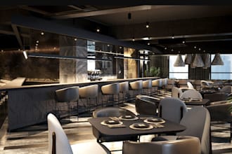 render stunning restaurant design,event render, virtual stage,lounge,cefe shop