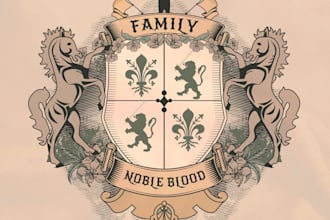 design family crest regal heraldic coat of arms logo with branding guidelines