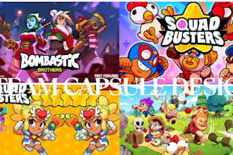design steam capsule game banner game marketing game logo game