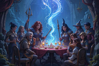 make fantasy dnd party illustration
