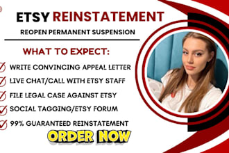 reopen etsy permanently suspended account reinstatement with pro appeal letter