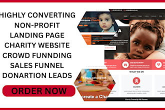 design nonprofit landing page charity website crowdfunding donation ngo funnel