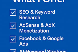 seo, adsense, adx and facebook ads for your project
