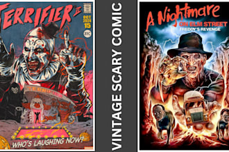 create scary retro vintage comic dark art horror comic scary comic book cover