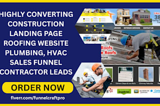 design construction landing page roofing website plumbing hvac contractor leads
