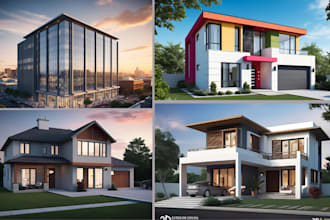 do exterior design, 3d modeling of your house, commercial building