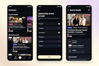 develop event guest app event organizer app event schedule app event booking app