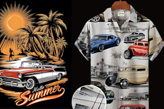 draw vintage retro hand drawn illustrations for t shirt designs