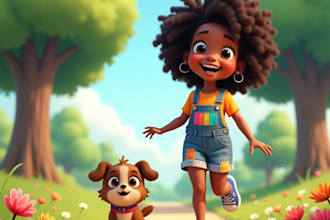 create fantastic african american children story book illustrations, book cover