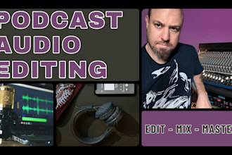 edit and mix your podcast audio for a pro sound USA based native english speaker