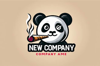 design awesome panda smoking mascot logo within 1 day