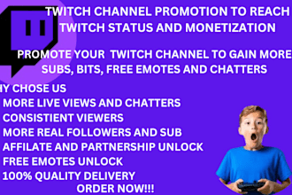 promote your twitch channel, twitch channel promotion gain live viewers chatters