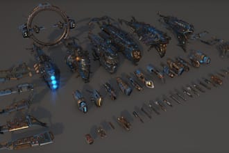 do sci fi 3d model, cyberpunk, city, building, vehicle, skyscraper, spacecraft