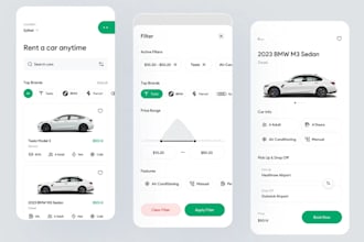 build car rental app, ridesharing app, carpooling app, car booking app, buy sell