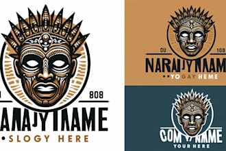 design eye catchy african mask mascot vintage logo in 12 hours