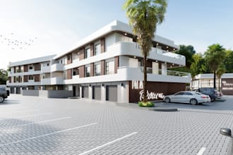 redesign 3d luxury hotel, resort, walkthrough, landscape design, blender