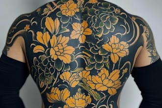 make awesome original japanese tattoo, irezumi tattoo design