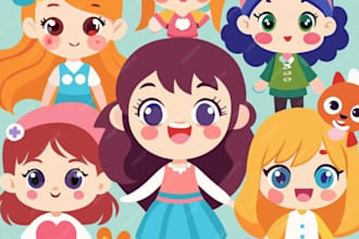 design cute kawaii chibi anime vtuber logo, or sticker