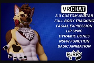 make 3d nsfw fursona furry vrchat avatar model vr vrc character vtuber rig