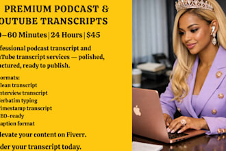 transcribe podcasts and youtube videos with clean formatting