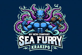 make your sea fury kraken octopus mascot logo in one day