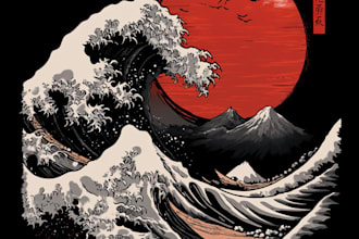 create japanese artwork for t shirt design