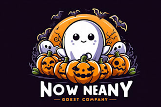 create your creative cute ghost pumpkin halloween logo within 12 hours
