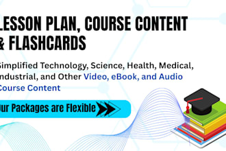 create lesson plan, course, flashcards for technology, science, health, medical