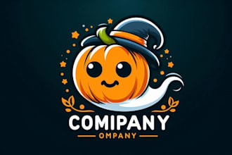give creative cute ghost pumpkin halloween logo design for your company