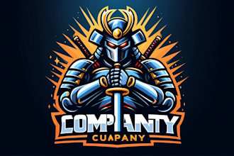 design samurai, robot, knight, sword, warrior, mascot logo for your business